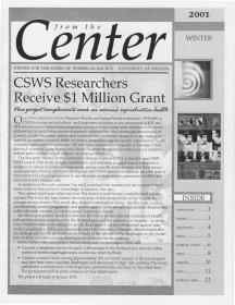 Front page of 2001 Winter "From the Center"