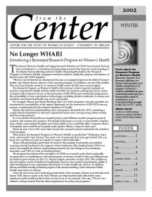 Front page of 2002 Winter "From the Center"