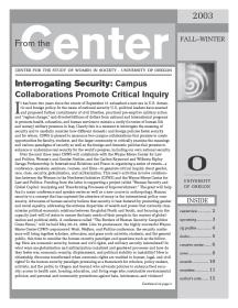Front page of 2003 Fall-Winter "From the Center and Margins"