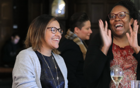 Graduate student affiliates get to know each other at a CSWS event.