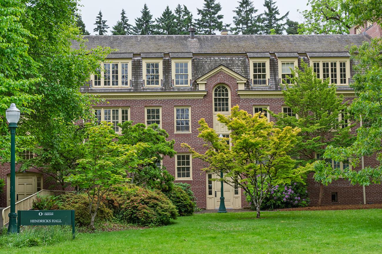 Photo of the norteast entrance to Hendricks Hall.