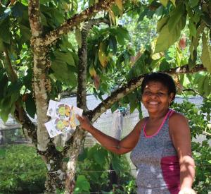 Elena Perez, one of the women leaders of the Cacao Cooperative in the community. 