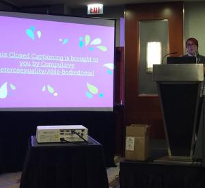 Celeste Reed presenting "Closed Captioning: Reading Between the Lines"