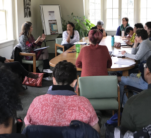 Shoniqua Roach delivered a works-in-progress talk in January 2018 in the Jane Grant Conference Room at the CSWS offices. Title of her talk was “Unpacking Pariah(s): The Black Queer Feminist Liberation Plot and the Politics of Black (Sexual) Articulation” / photo by Michelle McKinley.