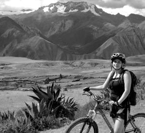 AlexAnn Westlake on a bicycle trip in Peru (photo courtesty of Oregon Community Foundation).