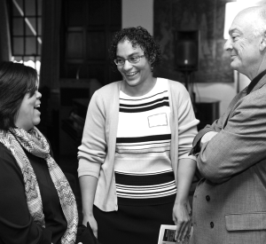 At Celebrating Research, left to right: Lynn Fujiwara, Dayo Mitchell, Russell Tomlin (photo by Jack Liu)