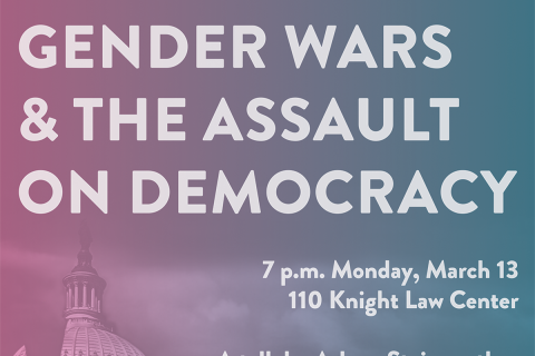 A clip of the poster for Arlene Stein's talk "The Right's Gender Wars and the Assault on Democracy"