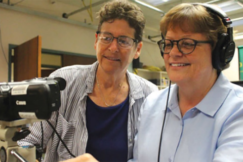 Judith Raiskin (l) and Linda Long are record oral histories from Eugene’s lesbian community to be housed at  the UO Libraries Special Collections and University Archives.