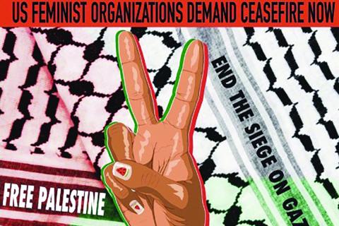 “Palestine is a Feminist Struggle” by Urenna Evuleocha, a Feminist Front: Movement Artwork (2023) / image provided by Tali Bitton.