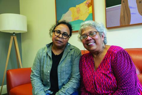 Former CSWS director Michelle McKinley (left) and Sangita Gopal, CSWS director (right)