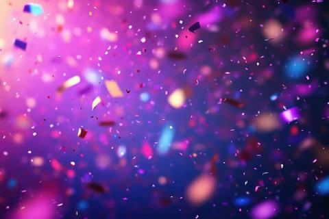 A picture of colorful falling confetti.