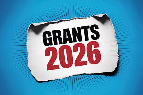 A sign reading grants 2026.