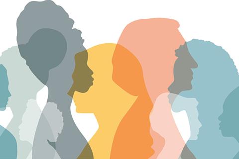 Colorful silhouettes of women of different ethnicities.