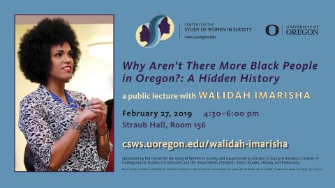 CANCELLED due to weather: Walidah Imarisha returns to campus to talk about black history in Oregon