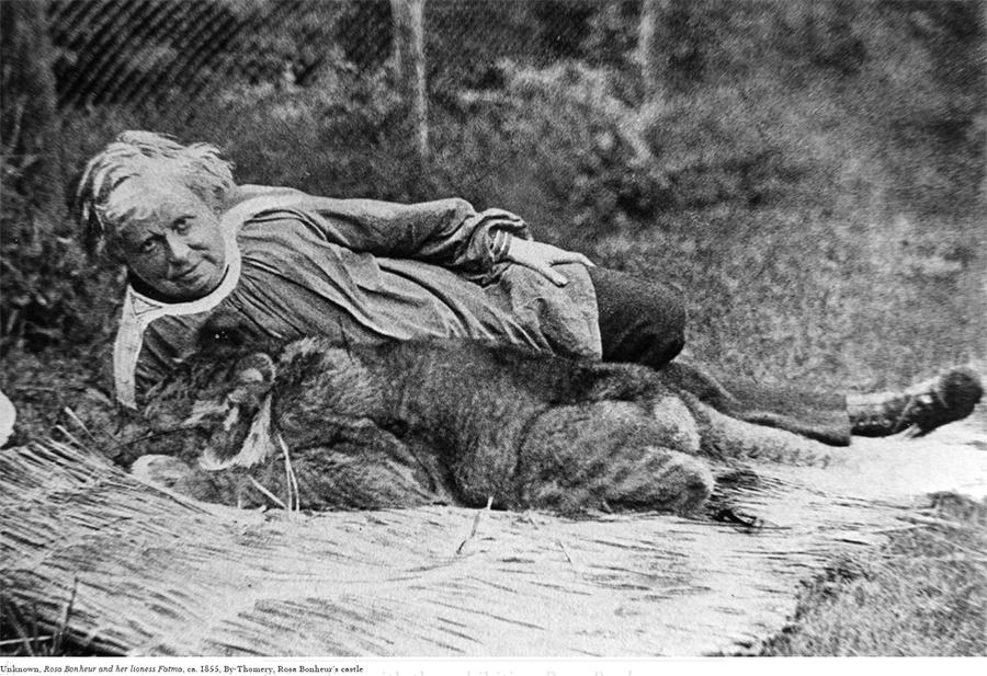 Rosa Bonheur and her lioness Fatma (c. 1855)