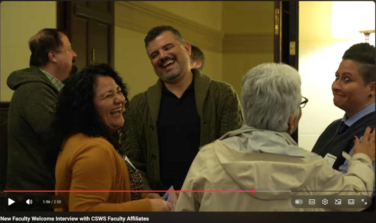 Our affiliates chat at a CSWS New Faculty Welcome event.