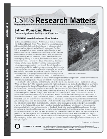 First page of 2011 Winter Research Matters