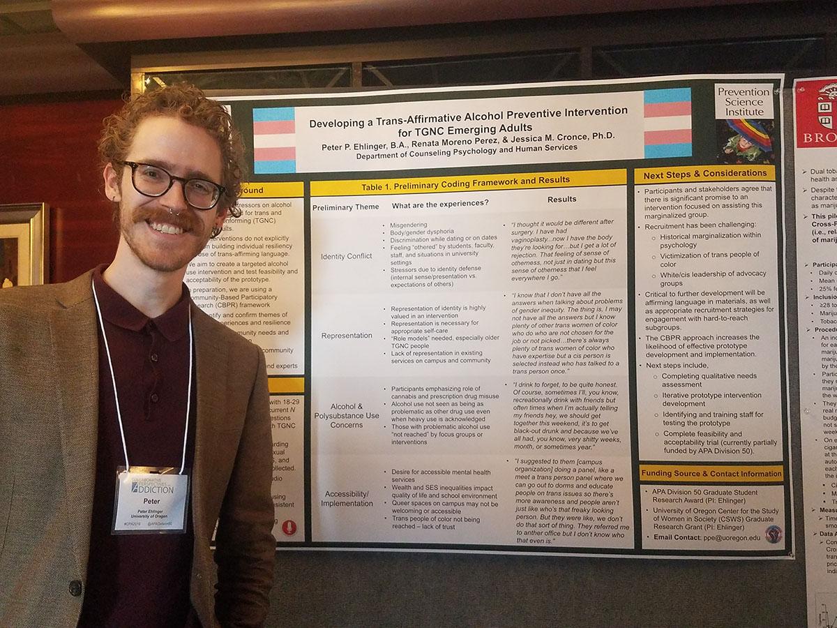Doctoral student Peter P. Ehlinger presented initial themes from his work at the 2019 Collaborative Perspectives on Addiction conference in Providence, Rhode Island.