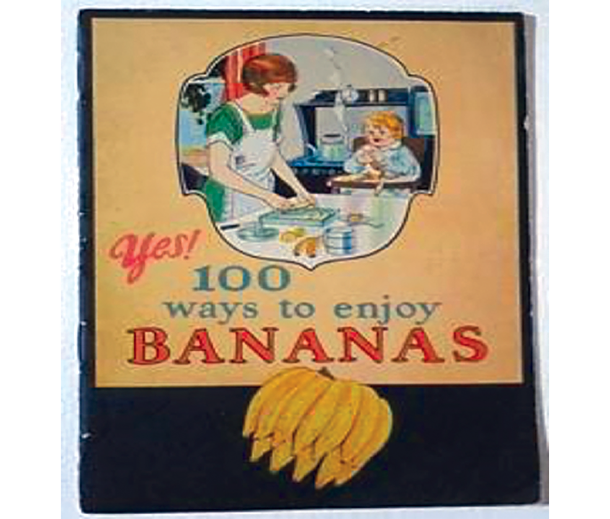 The cookbook cover of Yes! 100 Ways to Enjoy Bananas (New Orleans: Bauerlein, 1925)