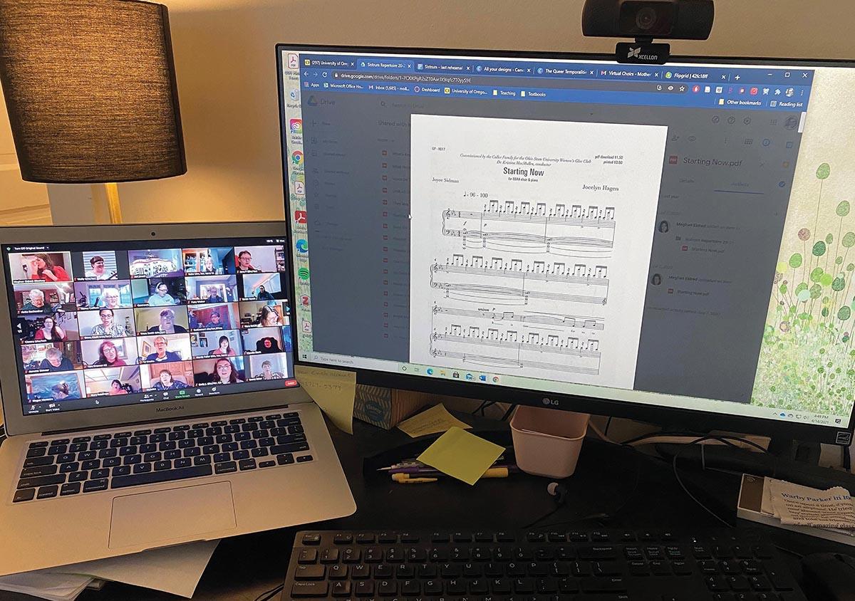 Choir practice over Zoom / photo provided by Molly McBride.