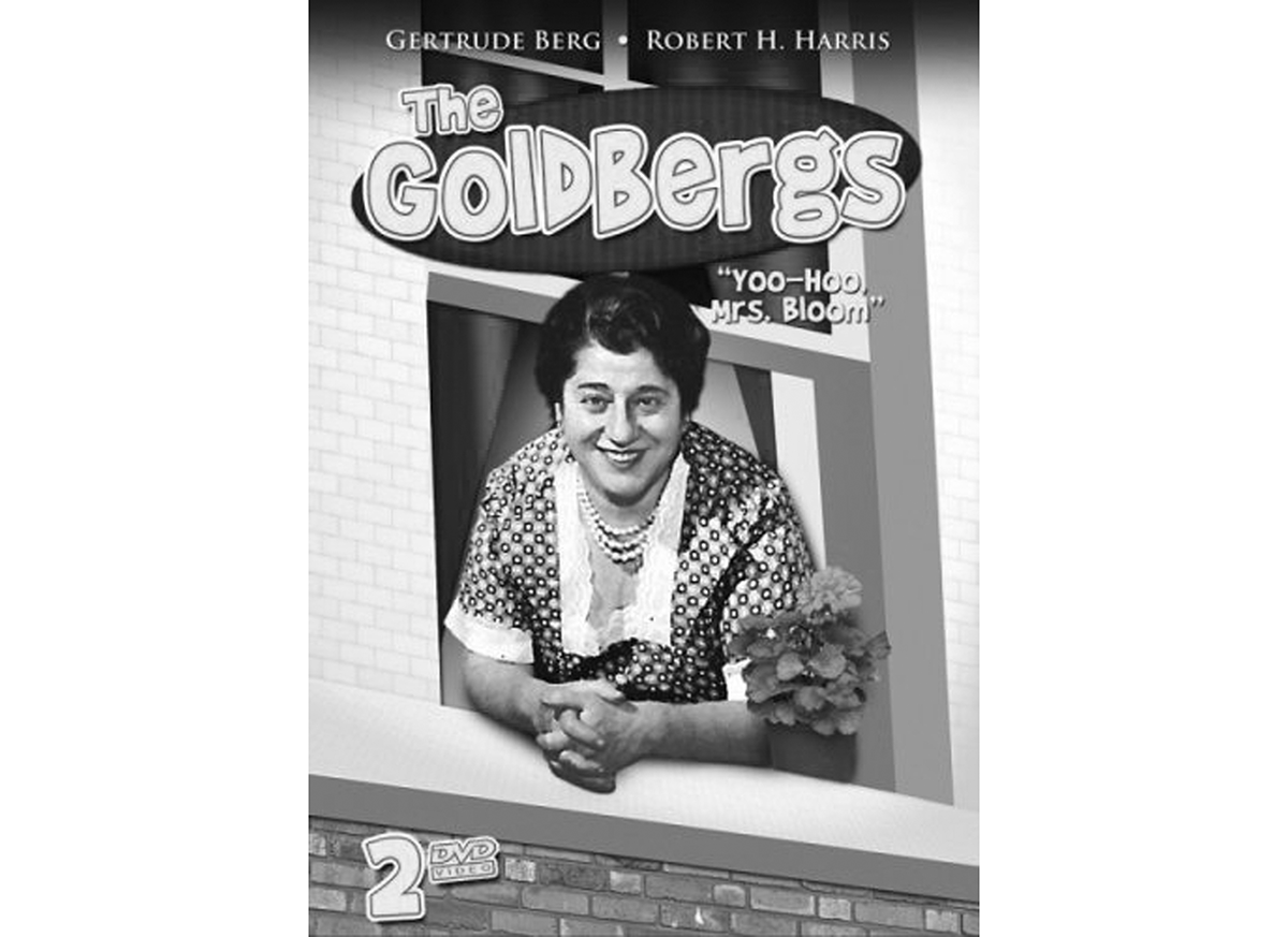A black and white copy of a DVD cover of "The Goldergs"