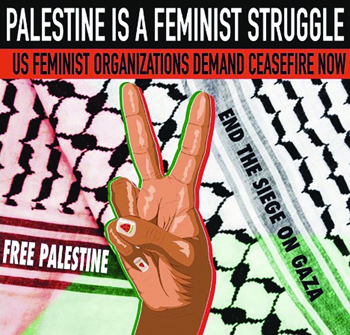 “Palestine is a Feminist Struggle” by Urenna Evuleocha, a Feminist Front: Movement Artwork (2023) / image provided by Tali Bitton.