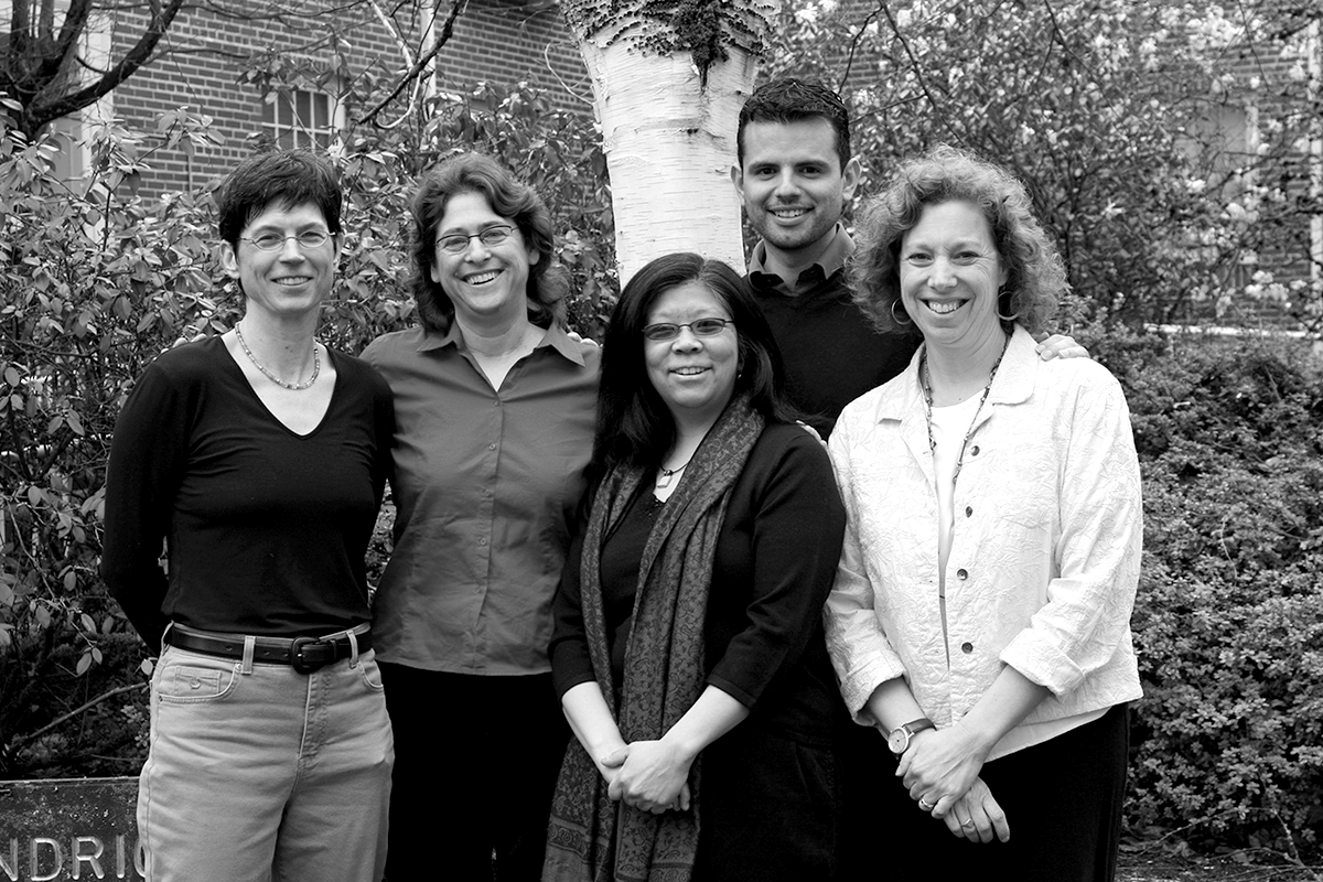 WGS faculty members (left to right) Ellen Scott, director; Judith Raiskin; Lynn Fujiwara; Ernesto Martinez; and Elizabeth Reis.