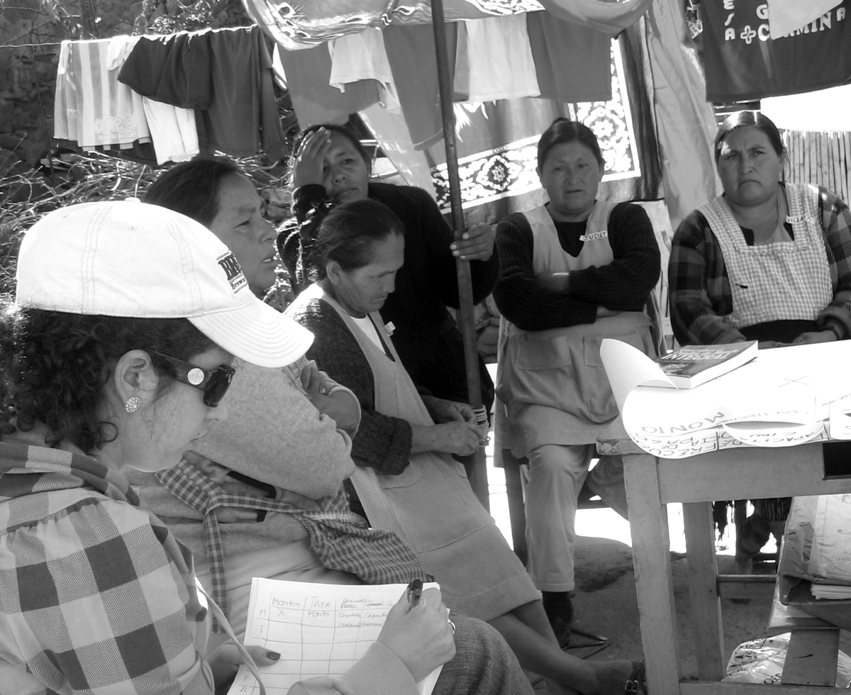 Alejandra Garcia helps facilitate a focus group session with microfinance clients in Sucre, Bolivia.
