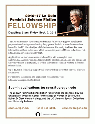 A report from Andrew Ferguson, 2014-15 Le Guin Feminist Science Fiction Fellow