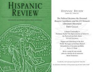 CSWS graduate research grant recipient Erin Gallo publishes in Hispanic Review