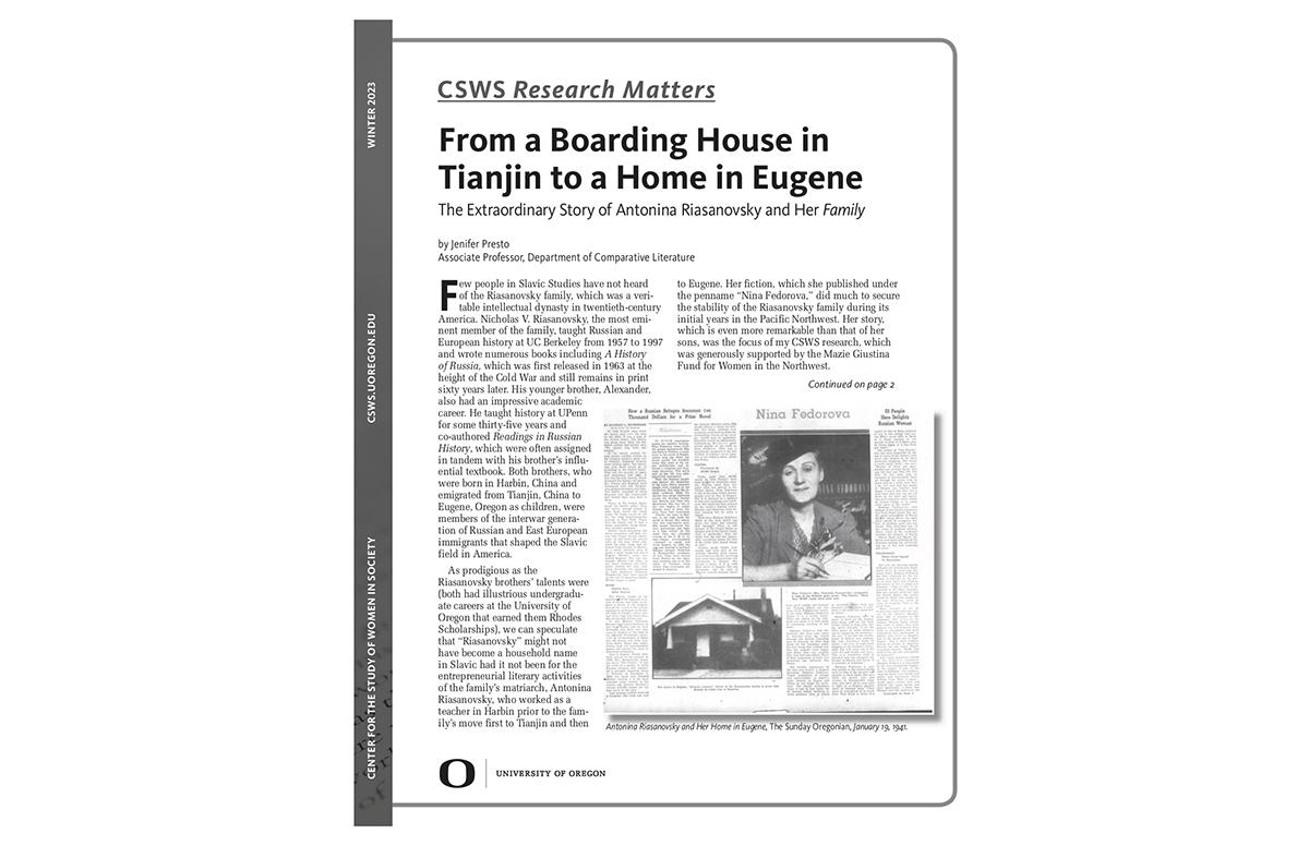 Winter 2023 Issue Research Matters looks at Antonina Raisanovsky's The Family