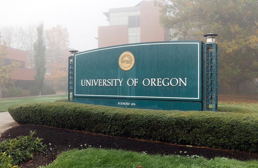 University of Oregon campus sign.
