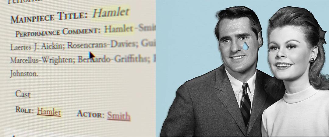 Graphic images of a Hamlet database and of a man and woman.