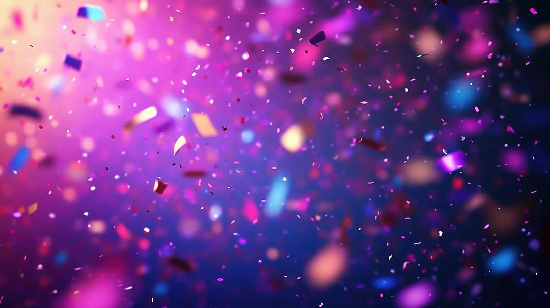 A picture of colorful falling confetti.