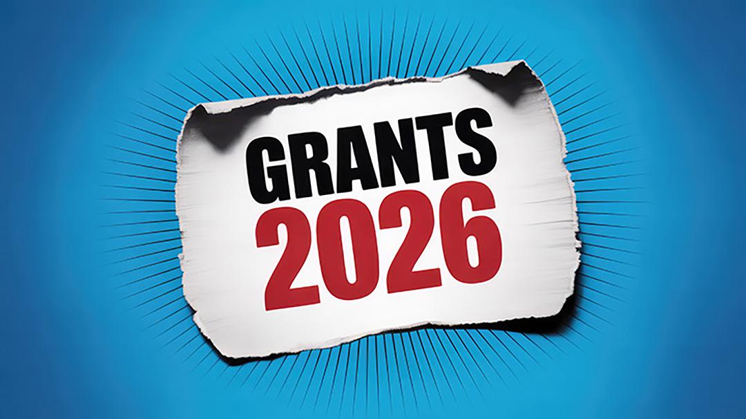 A sign reading grants 2026.