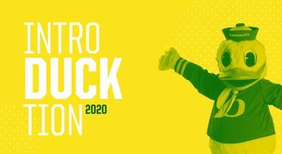 A promotional graphic for IntroDucktion featuring the Oregon Duck.