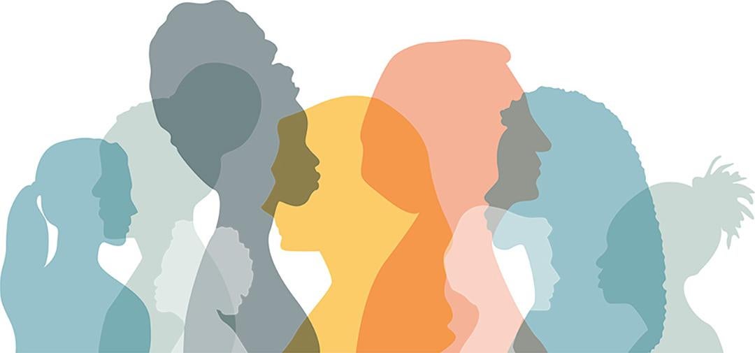 Colorful silhouettes of women of different ethnicities.