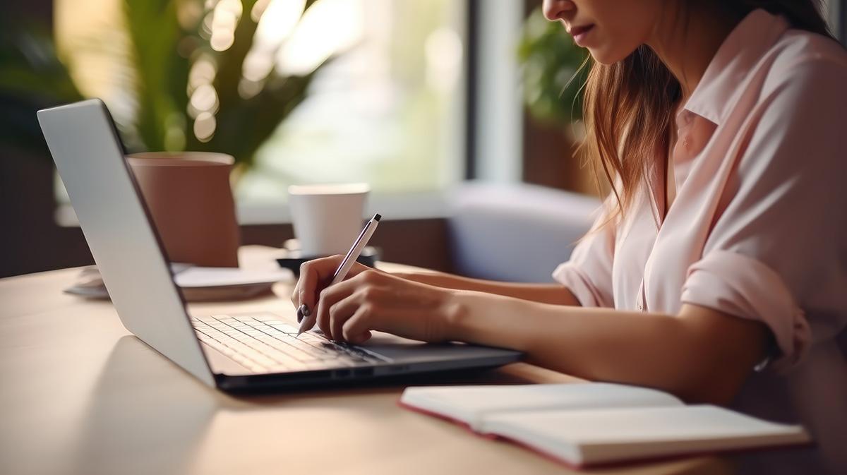 Graphic illustration of typing on a laptop.