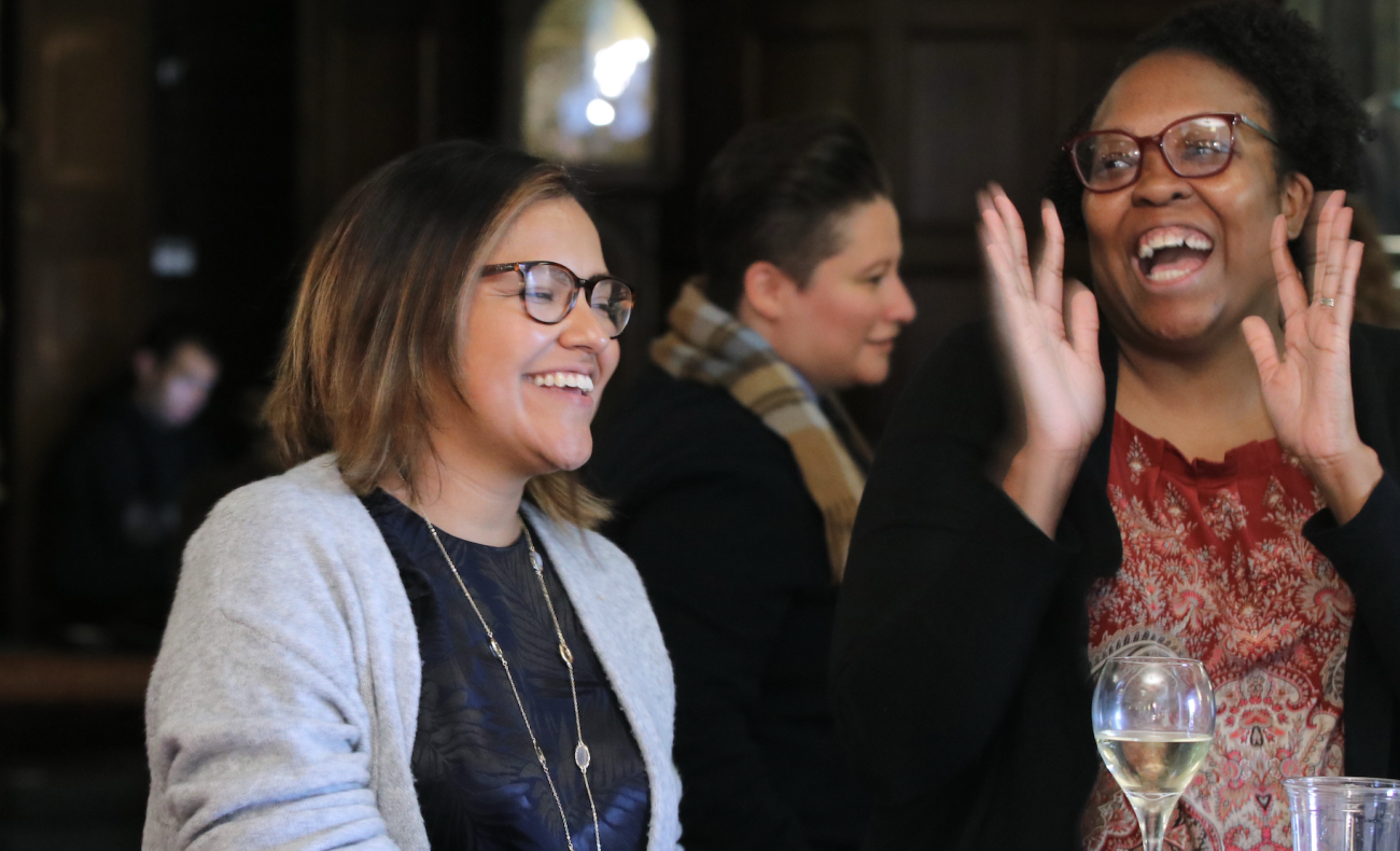 Graduate student affiliates get to know each other at a CSWS event.