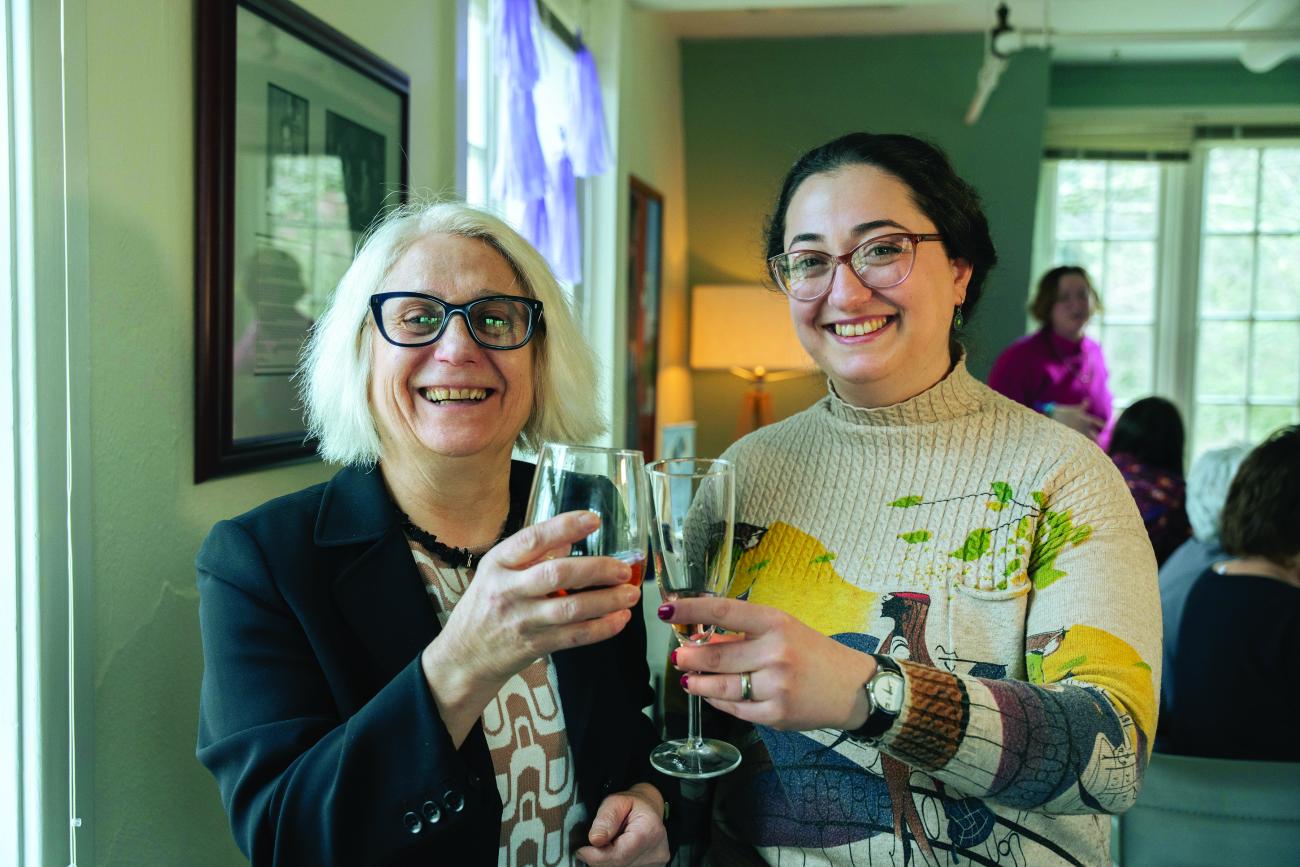 CSWS Advisory Board member and librarian Heghine Hakobyan and Nina Kankanyan, political science graduate student, at a CSWS open house.
