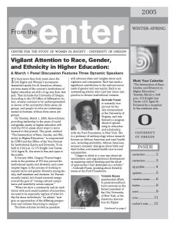Front page of 2005 Winter-Spring "From the Center"