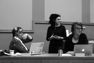 Professors Carol Stabile (UO), Alisa Freedman (UO), and Kim Sawchuk (Concordia University) all participated in Fembot’s Gender, New Media, and Technology symposium in October 2011 / photo by Chelsea Bullock.