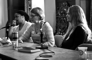 : Crystal Wiliams, Debra Gwartney, and Lidia Yuknavitch spoke as morning panelists at the inaugural CSWS Northwest Women Writers Symposium: MemoirFest, May 2012/ photo by Robert Long.