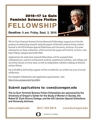 A report from Andrew Ferguson, 2014-15 Le Guin Feminist Science Fiction Fellow.