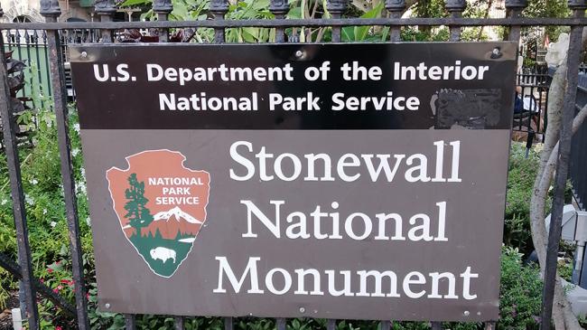 A sign designating the Stonewall National Monument.
