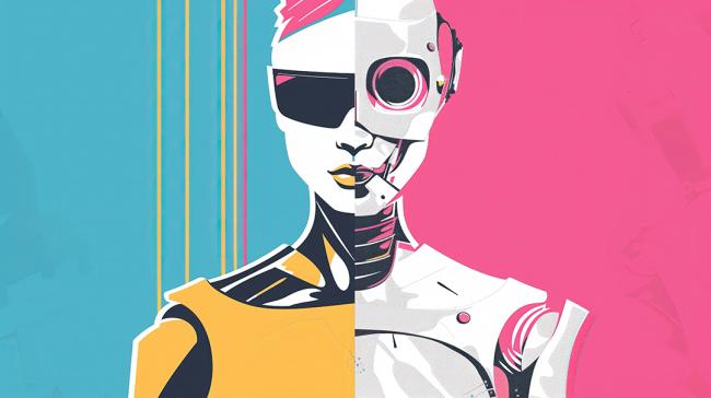 A half cyborg woman.